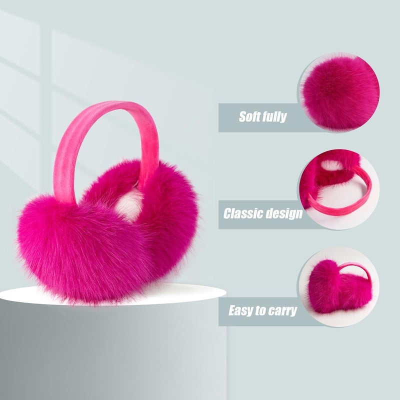 FSTEOE Women Winter Ear Muffs Foldable Girl Ear Warmer Fashion Furry Earmuff Soft Ear Cover Cold Weather - Image 2